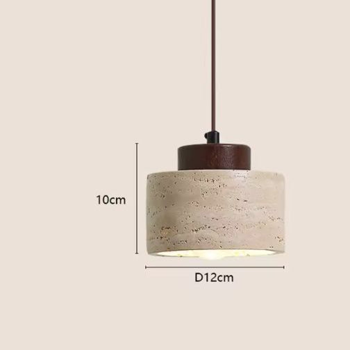 Japanse Wabi-Sabi Hanglamp – Stenen Kroonluchter met Gele Lampenkap