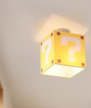 Gele Vraagteken Plafondlamp – Creatieve Kinderkamerlamp van Stof en IJzer
