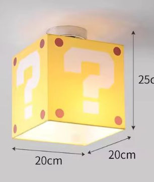 Gele Vraagteken Plafondlamp – Creatieve Kinderkamerlamp van Stof en IJzer