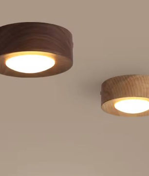 Walnoot Houten Plafondlamp – Moderne LED Gang- en Kamerverlichting
