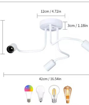 Industriële Plafondlamp – Witte Retro Kroonluchter met 3 E27 Fittingen