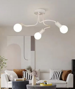 Industriële Plafondlamp – Witte Retro Kroonluchter met 3 E27 Fittingen