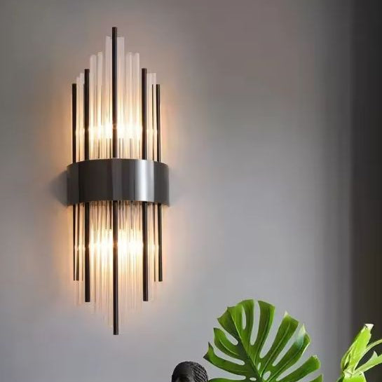 Nordic Luxe Kristallen Wandlamp – Roestvrij Staal & LED, Modern Design