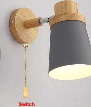 Moderne LED Wandlamp – IJzer & Hout, E27 Macaron Design