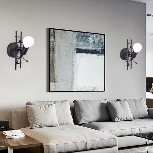 Zwarte Wandlamp – Moderne Vintage Metalen Wandkandelaar, E27