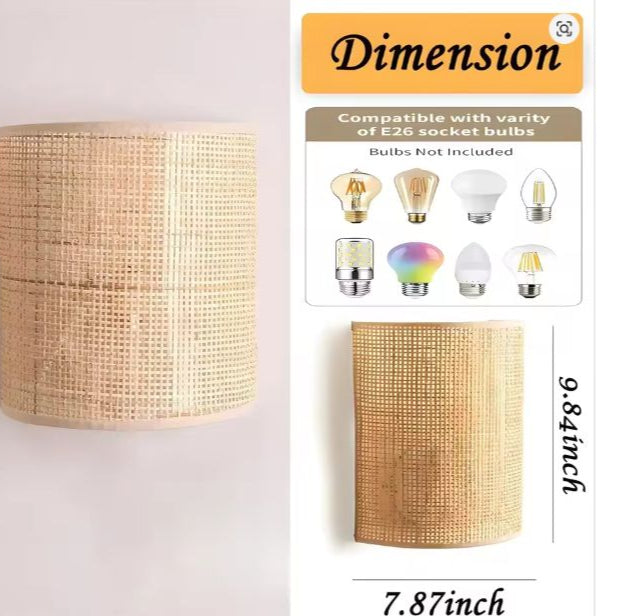 Boho Wandlamp – Handgeweven Henneptouw, Retro & Natuurlijk Design, E27