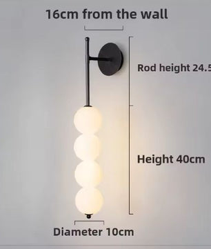Wandlamp met Glazen Bol – Modern Wit & Goud/Zwart, LED Geschikt