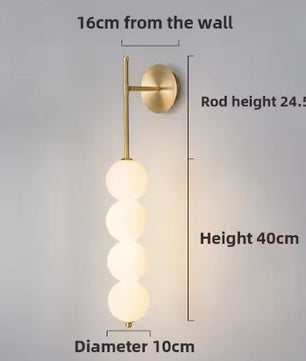 Wandlamp met Glazen Bol – Modern Wit & Goud/Zwart, LED Geschikt
