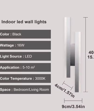 Moderne LED Wandlamp – 16W, Warm Wit 3000K, Parallel Design