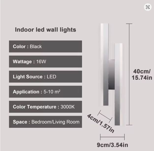 Moderne LED Wandlamp – 16W, Warm Wit 3000K, Parallel Design
