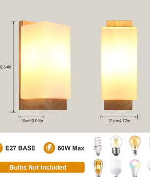 Moderne Houten Wandlamp – Minimalistisch Design met Glazen Kap, E27