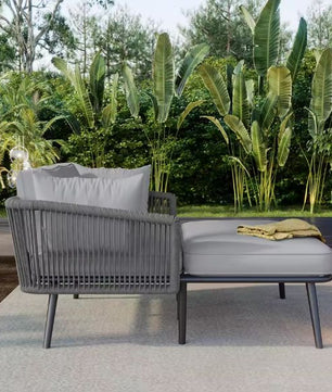 Tuinbank met 2 Kussens & Bekleding – Ligstoel voor Tuin, Balkon & Terras, Afneembare Wasbare Kussens