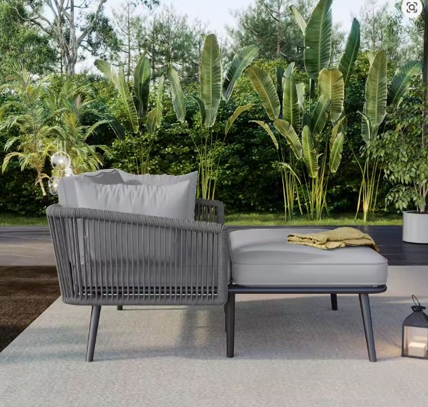 Tuinbank met 2 Kussens & Bekleding – Ligstoel voor Tuin, Balkon & Terras, Afneembare Wasbare Kussens