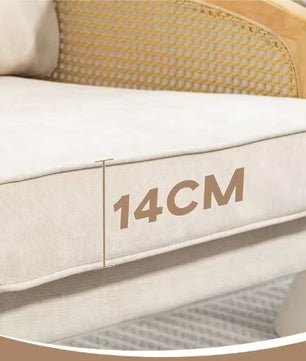 2-Zitsbank Gestoffeerd in Chenille – Belastbaarheid 240 kg, 123x75x88 cm, Beige