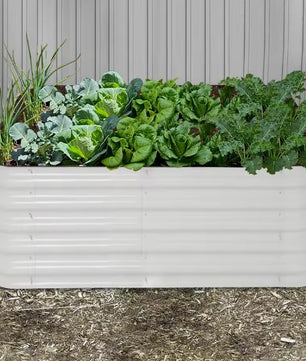 Grote Rechthoekige Plantenbak 240x60x43 cm – Verhoogd Tuinbed van Wit Aluminium-Verzinkt Staal