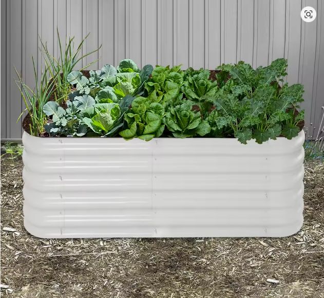 Grote Rechthoekige Plantenbak 240x60x43 cm – Verhoogd Tuinbed van Wit Aluminium-Verzinkt Staal