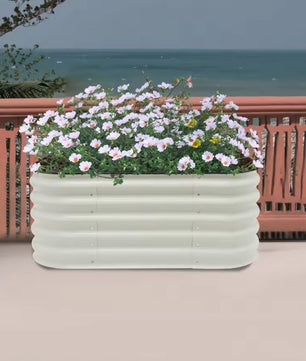 Grote Rechthoekige Plantenbak 150x60x43 cm – Verhoogd Tuinbed van Wit Aluminium-Verzinkt Staal