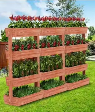 4-laags Verhoogde Plantenbak van Hout – Verticale Tuinbak met Afneembare Containers