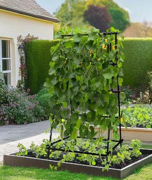 Metalen Tuinklimrek met Nylon Net – A-Frame Groente- en Plantensteun, 105×105×176 cm