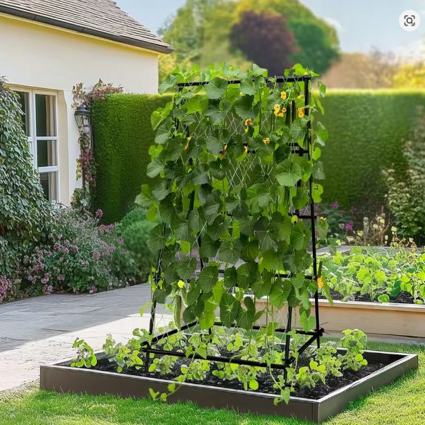 Metalen Tuinklimrek met Nylon Net – A-Frame Groente- en Plantensteun, 105×105×176 cm