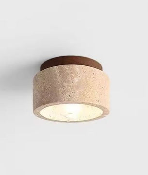 Japanse Stijl LED Plafondlamp – Steen & Hout, Modern Rond Design