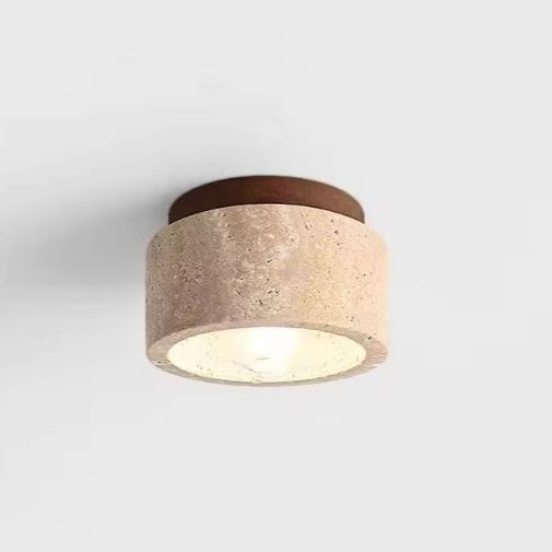 Japanse Stijl LED Plafondlamp – Steen & Hout, Modern Rond Design