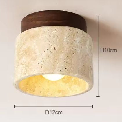 Japanse Stijl LED Plafondlamp – Steen & Hout, Modern Rond Design