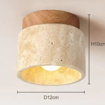 Japanse Stijl LED Plafondlamp – Steen & Hout, Modern Rond Design