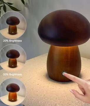 Houten Paddenstoel Nachtlampje – Touch Dimbaar & Oplaadbaar LED Licht