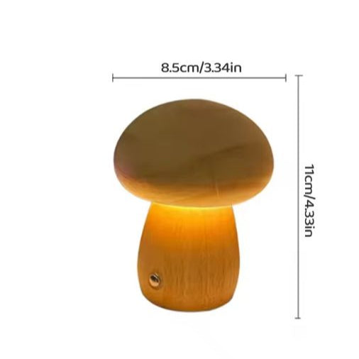 Houten Paddenstoel Nachtlampje – Touch Dimbaar & Oplaadbaar LED Licht