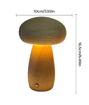 Houten Paddenstoel Nachtlampje – Touch Dimbaar & Oplaadbaar LED Licht