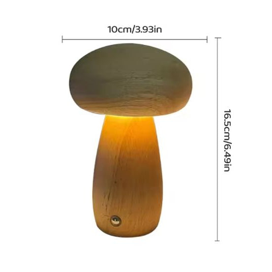Houten Paddenstoel Nachtlampje – Touch Dimbaar & Oplaadbaar LED Licht