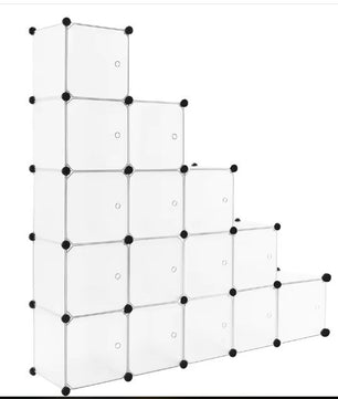Modulaire Schoenenkast met 15 Kubussen – Wit Opbergsysteem