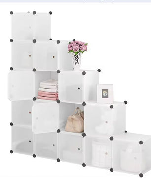 Modulaire Schoenenkast met 15 Kubussen – Wit Opbergsysteem