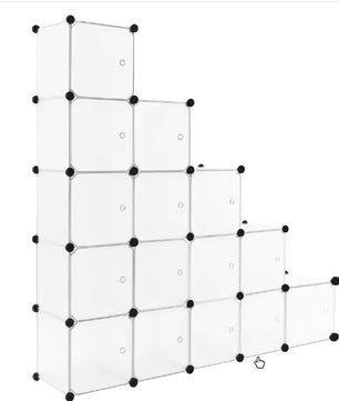 Modulaire Schoenenkast met 15 Kubussen – Wit Opbergsysteem