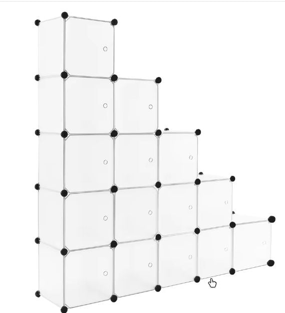 Modulaire Schoenenkast met 15 Kubussen – Wit Opbergsysteem