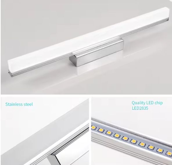 LED Spiegel Licht – Moderne Badkamer Wandlamp, Roestvrij Staal, 40–110 cm, Zwart