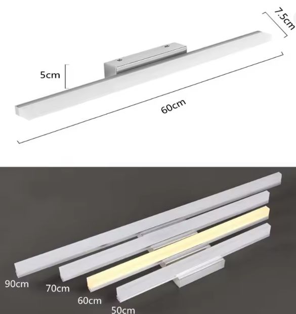 LED Spiegel Licht – Moderne Badkamer Wandlamp, Roestvrij Staal, 40–110 cm, Zwart