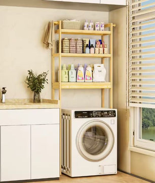 Bamboe Badkamer Opbergrek voor Toilet – 3-Laags Verstelbare Planken met Haken, Ruimtebesparend en Duurzaam