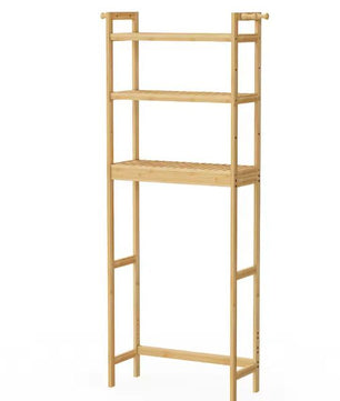 Bamboe Badkamer Opbergrek voor Toilet – 3-Laags Verstelbare Planken met Haken, Ruimtebesparend en Duurzaam