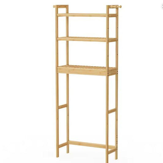 Bamboe Badkamer Opbergrek voor Toilet – 3-Laags Verstelbare Planken met Haken, Ruimtebesparend en Duurzaam