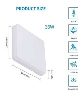 48W Vierkante LED Plafondlamp – 5400LM IP44 Badkamerverlichting