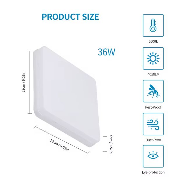 48W Vierkante LED Plafondlamp – 5400LM IP44 Badkamerverlichting