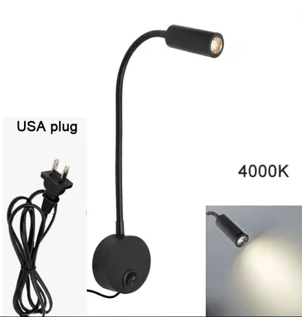 Plug Bedrade Zwanenhals LED Wandlamp 3W – Flexibel Lezen en Slaapkamerlicht