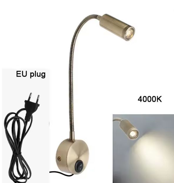 Plug Bedrade Zwanenhals LED Wandlamp 3W – Flexibel Lezen en Slaapkamerlicht