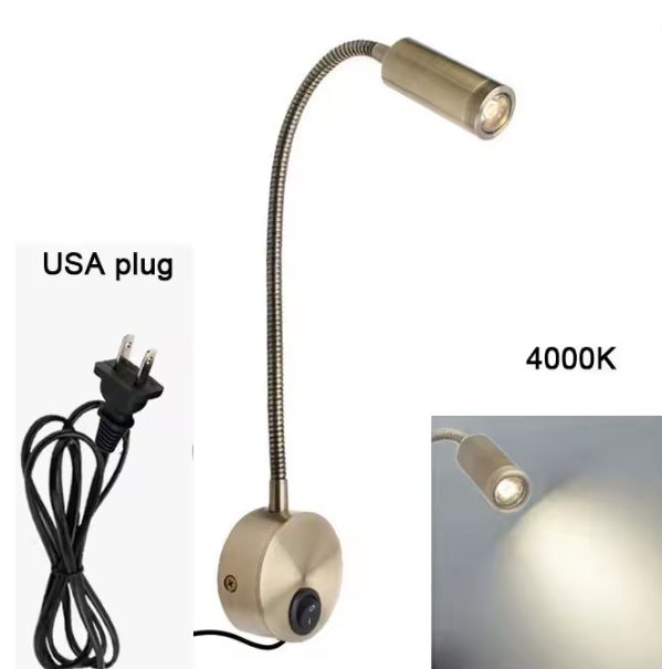 Plug Bedrade Zwanenhals LED Wandlamp 3W – Flexibel Lezen en Slaapkamerlicht