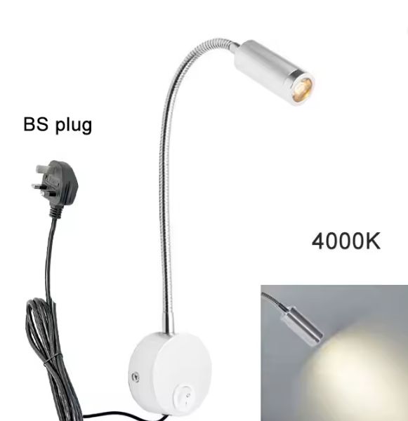Plug Bedrade Zwanenhals LED Wandlamp 3W – Flexibel Lezen en Slaapkamerlicht