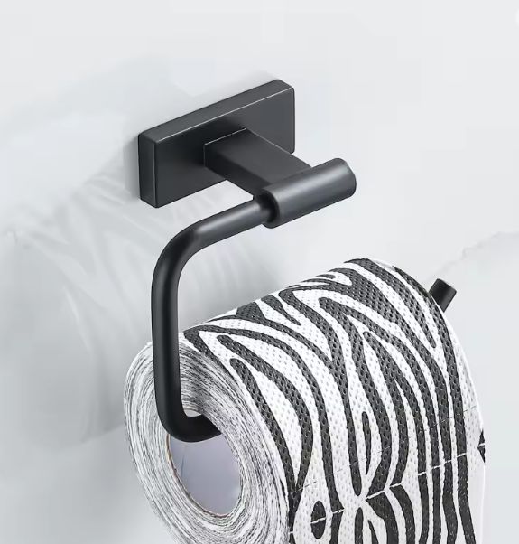 Zwarte Toiletrolhouder Wandmontage – RVS, Matzwart en Modern