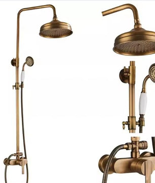 Antiek Messing Douchekraan Set met Handdouche en Wandplanken