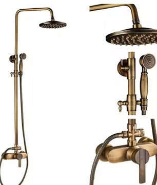 Antiek Messing Douchekraan Set met Handdouche en Wandplanken